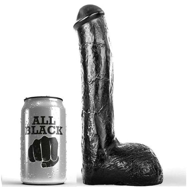 Dildo Realistico All Black con Trama Ondulata per Piaceri Anali